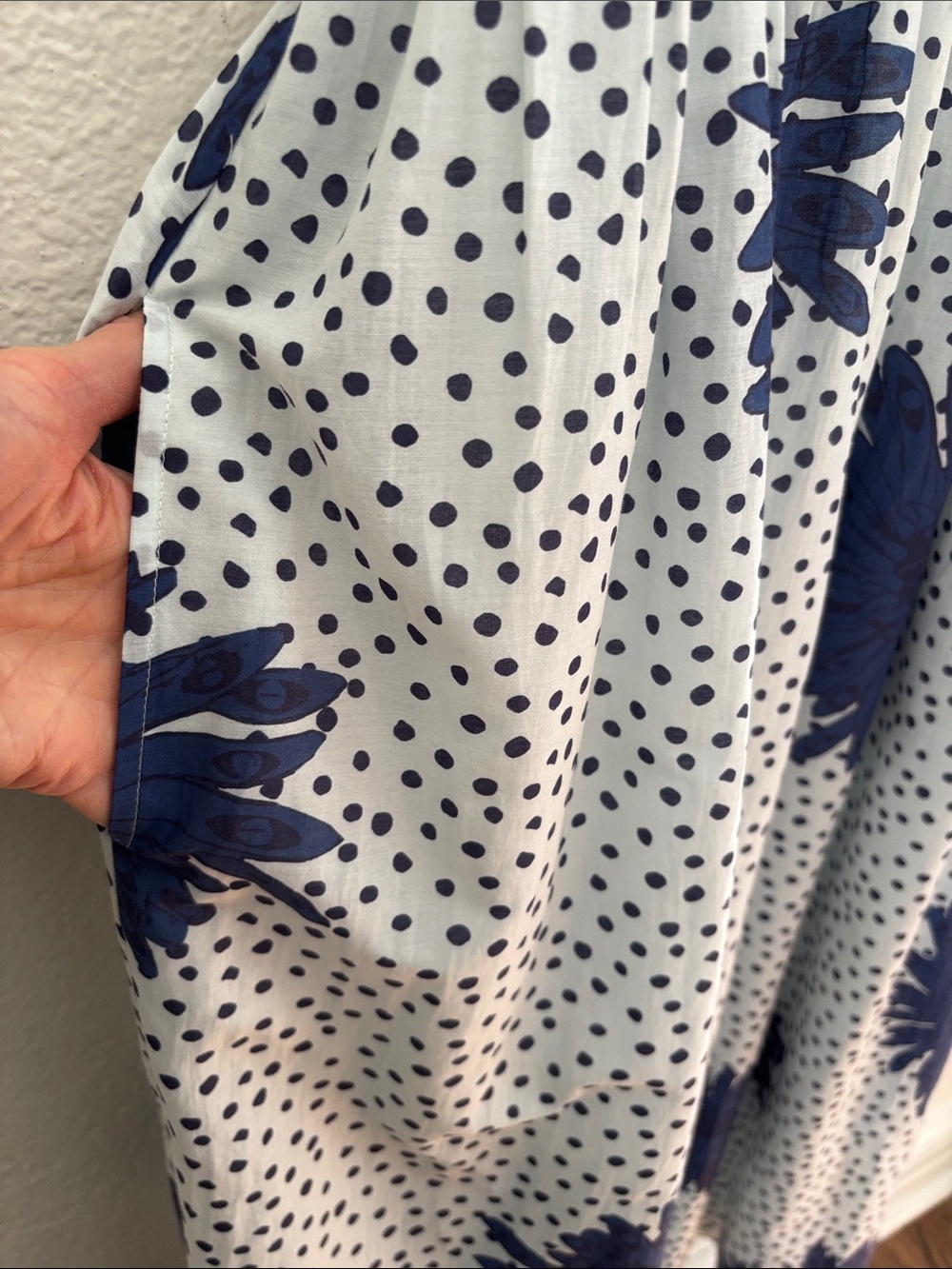Alix Of Bohemia Cotton Silk Floral Polka Dot Eden Indigo Dahlia Midi Dress - Picture 11 of 13